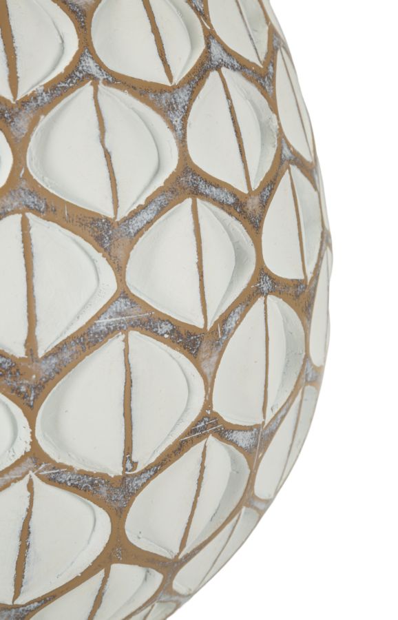 Vase Tibet Weiß Geometrisch Rund – Blumenvase Deko