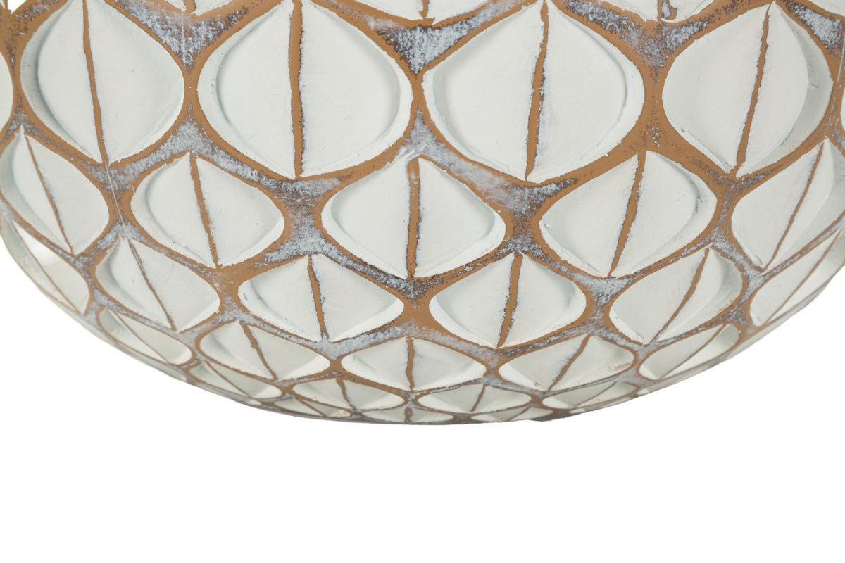 Vase Tibet Weiß Geometrisch Rund – Blumenvase Deko