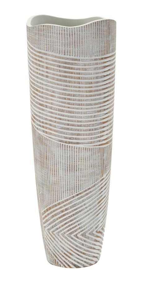 Blumenvase Holzoptik Weiß 55 cm