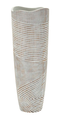 Blumenvase Holzoptik Weiß 55 cm