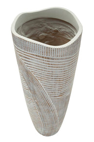 Blumenvase Holzoptik Weiß 55 cm