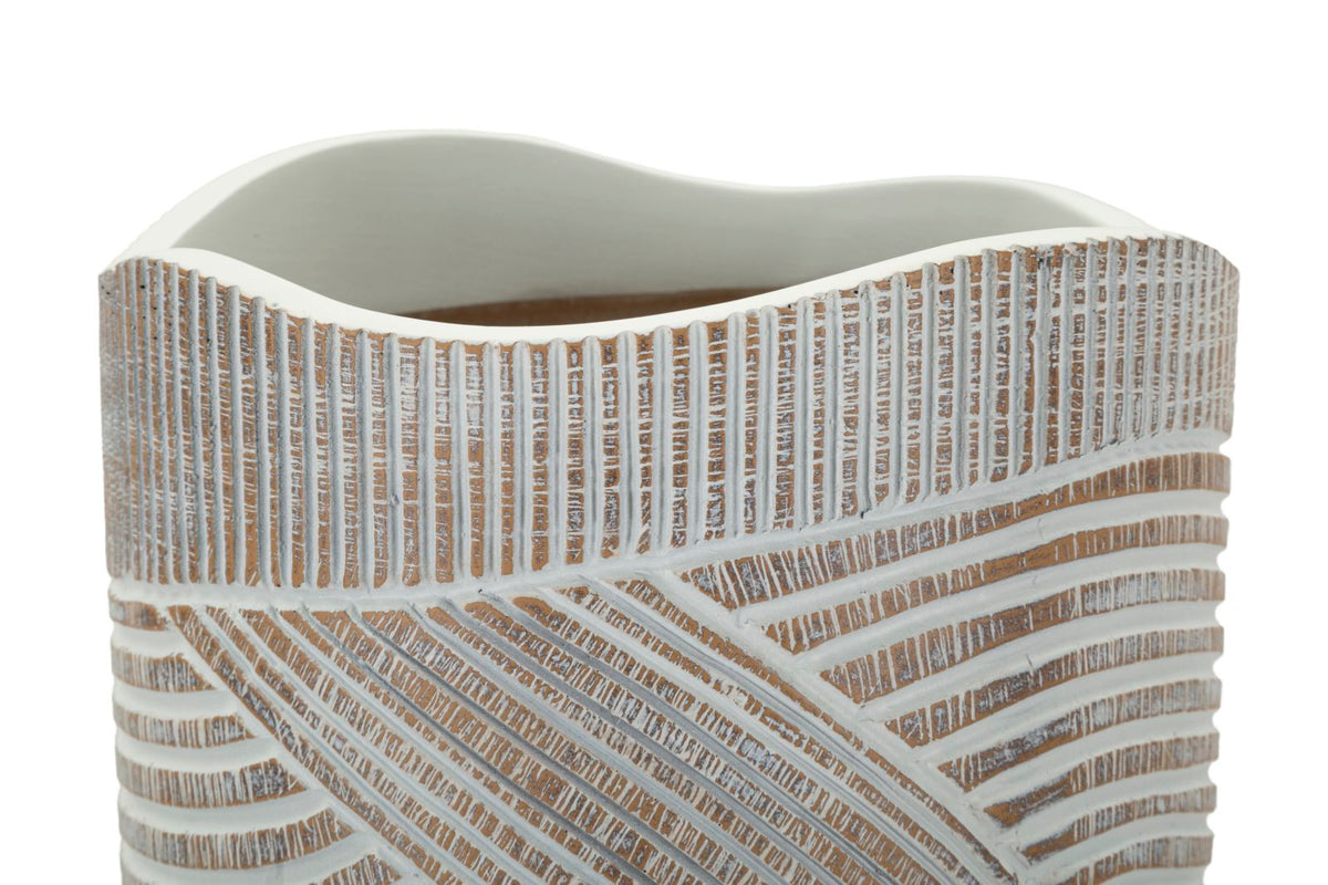 Blumenvase Holzoptik Weiß 55 cm
