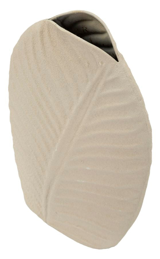 Vase Dune Blattstruktur Creme Klein – Blumenvase Deko