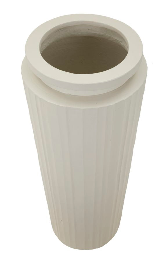 Bodenvase Gerippt Creme 80 cm