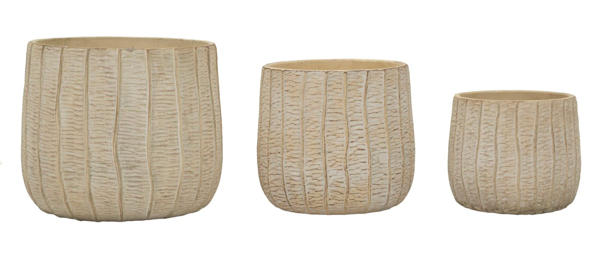 Übertopf Flake Creme 3er Set 27 cm