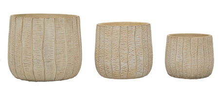 Übertopf Flake Creme 3er Set 27 cm