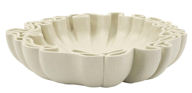 Dekotablett Stons Creme Skulptur – Serviertablett