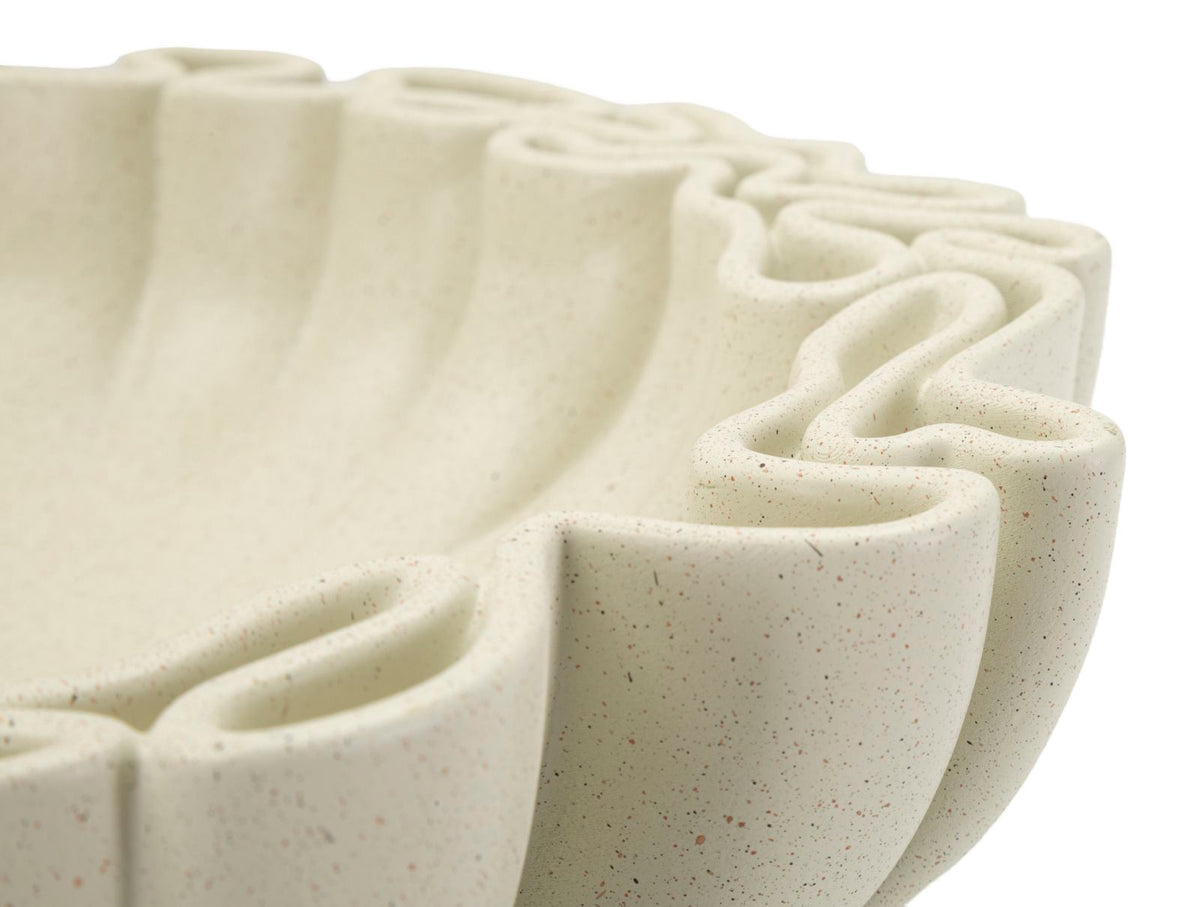 Dekotablett Stons Creme Skulptur – Serviertablett