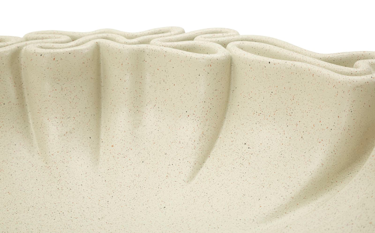 Dekotablett Stons Creme Skulptur – Serviertablett