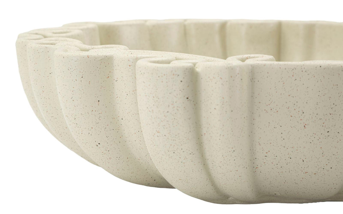 Dekotablett Stons Creme Skulptur – Serviertablett