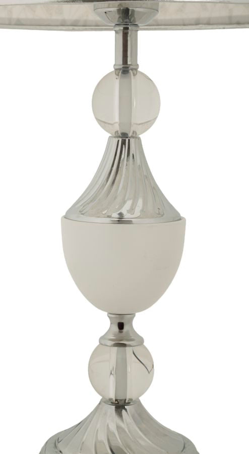 Tischlampe Silber Weiß 54 cm – Tischleuchte