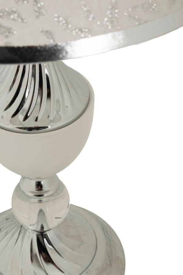 Tischlampe Silber Weiß 54 cm – Tischleuchte