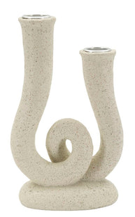 Kerzenständer Stons Creme Skulptur – Kerzenhalter Deko