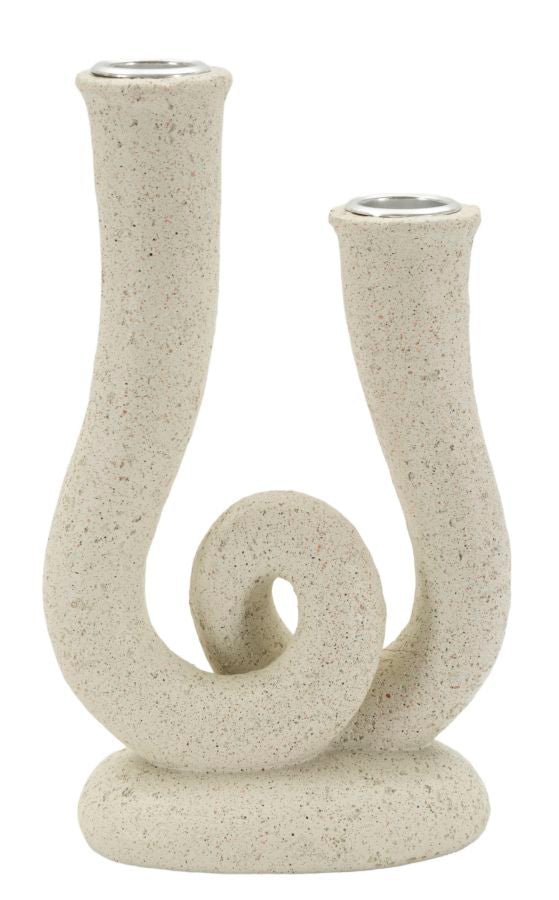Kerzenständer Stons Creme Skulptur – Kerzenhalter Deko