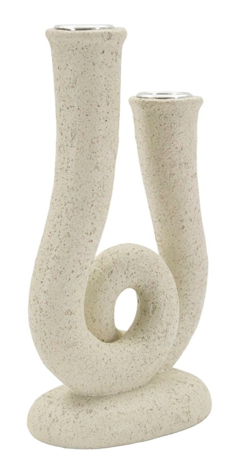 Kerzenständer Stons Creme Skulptur – Kerzenhalter Deko