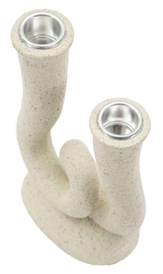 Kerzenständer Stons Creme Skulptur – Kerzenhalter Deko