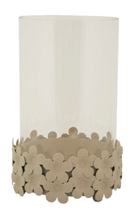 Kerzenhalter mit Glas Creme 21 cm – Kerzenhalter