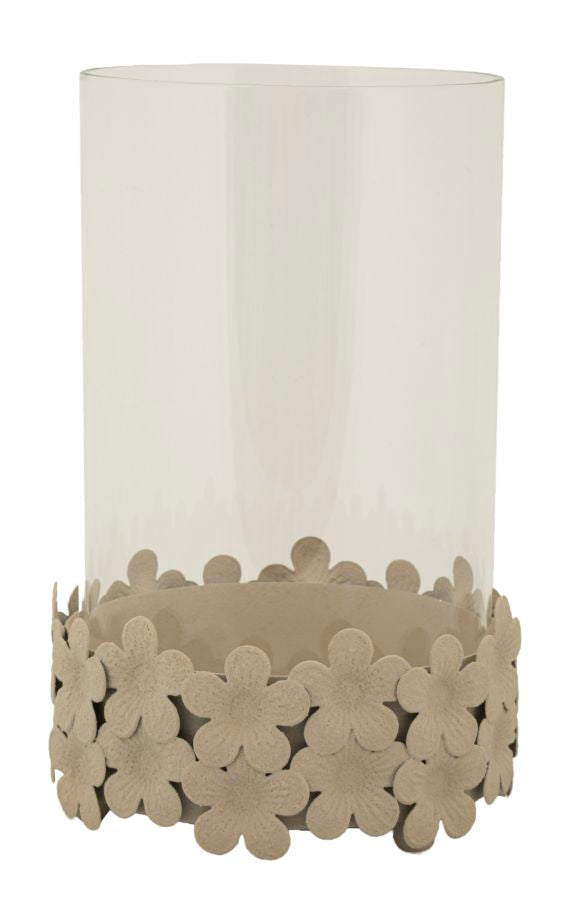 Kerzenhalter mit Glas Creme 21 cm – Kerzenhalter