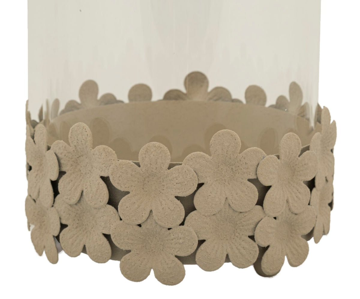 Kerzenhalter mit Glas Creme 21 cm – Kerzenhalter