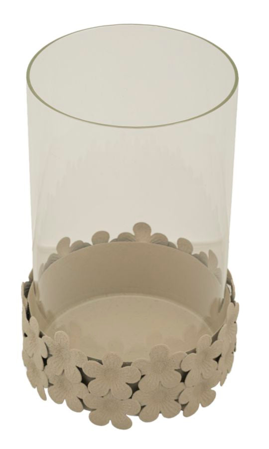 Kerzenhalter mit Glas Creme 21 cm – Kerzenhalter