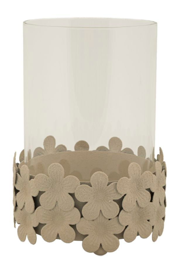 Kerzenhalter mit Glas Creme 16 cm – Kerzenhalter