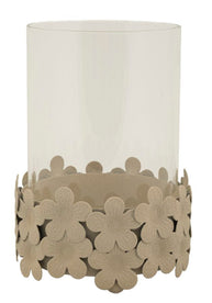 Kerzenhalter mit Glas Creme 16 cm – Kerzenhalter