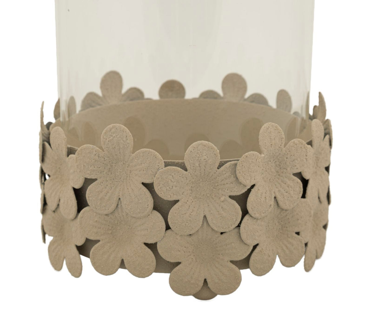 Kerzenhalter mit Glas Creme 16 cm – Kerzenhalter
