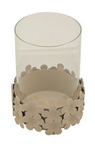 Kerzenhalter mit Glas Creme 16 cm – Kerzenhalter