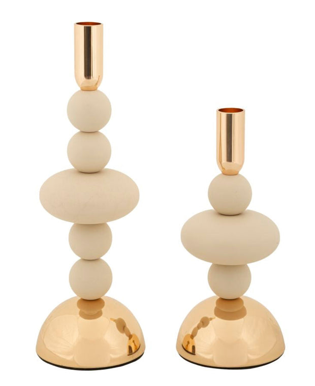 Kerzenständer Galaxy Creme Gold 2er Set – Kerzenhalter Deko