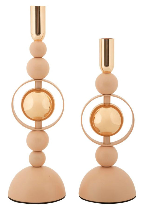Kerzenständer Saturn Rosa Gold 2er Set – Kerzenhalter Deko