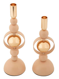 Kerzenständer Saturn Rosa Gold 2er Set – Kerzenhalter Deko