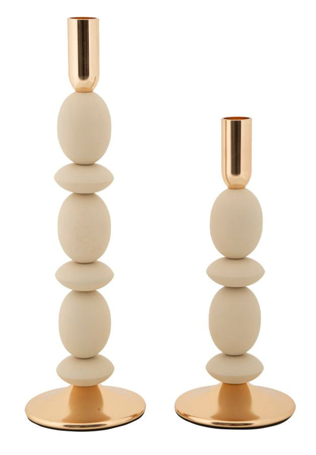 Kerzenständer Shuttle Creme Gold 2er Set – Kerzenhalter Deko
