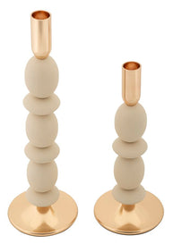 Kerzenständer Shuttle Creme Gold 2er Set – Kerzenhalter Deko