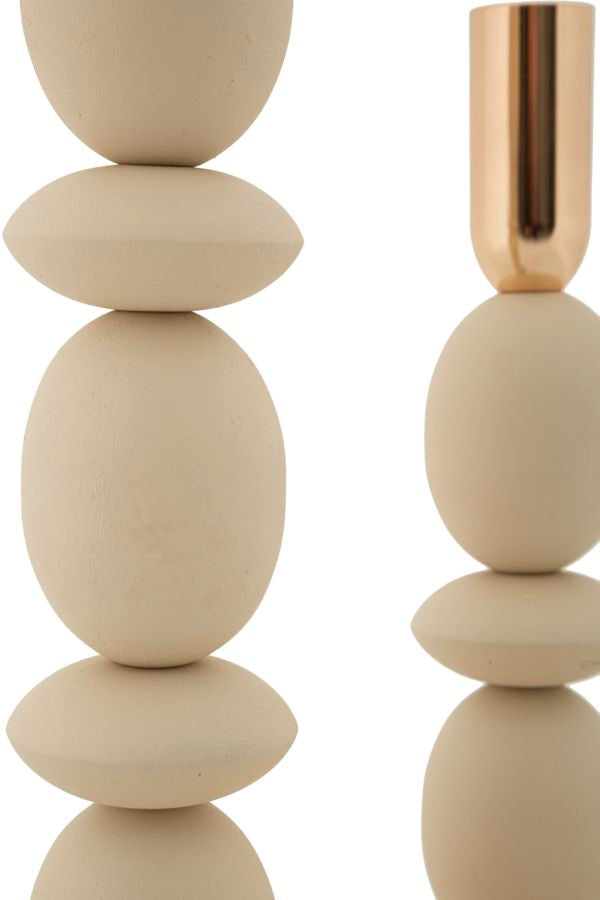Kerzenständer Shuttle Creme Gold 2er Set – Kerzenhalter Deko