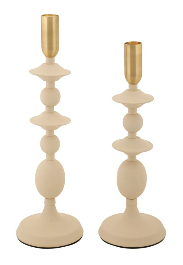 Kerzenständer Gemini Creme Gold 2er Set – Kerzenhalter Deko