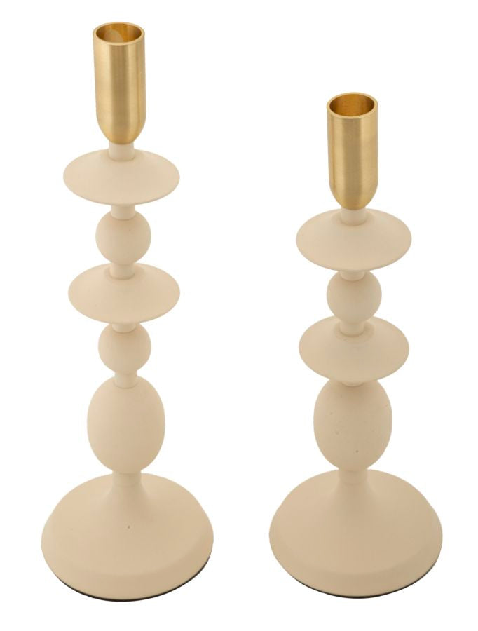 Kerzenständer Gemini Creme Gold 2er Set – Kerzenhalter Deko