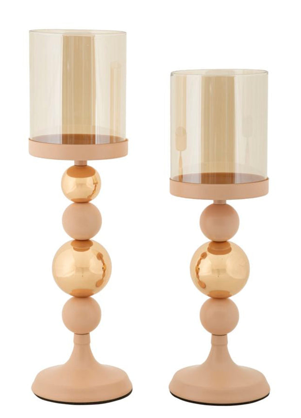 Kerzenständer Glassy Rosa Gold Glas 2er Set – Kerzenhalter Deko