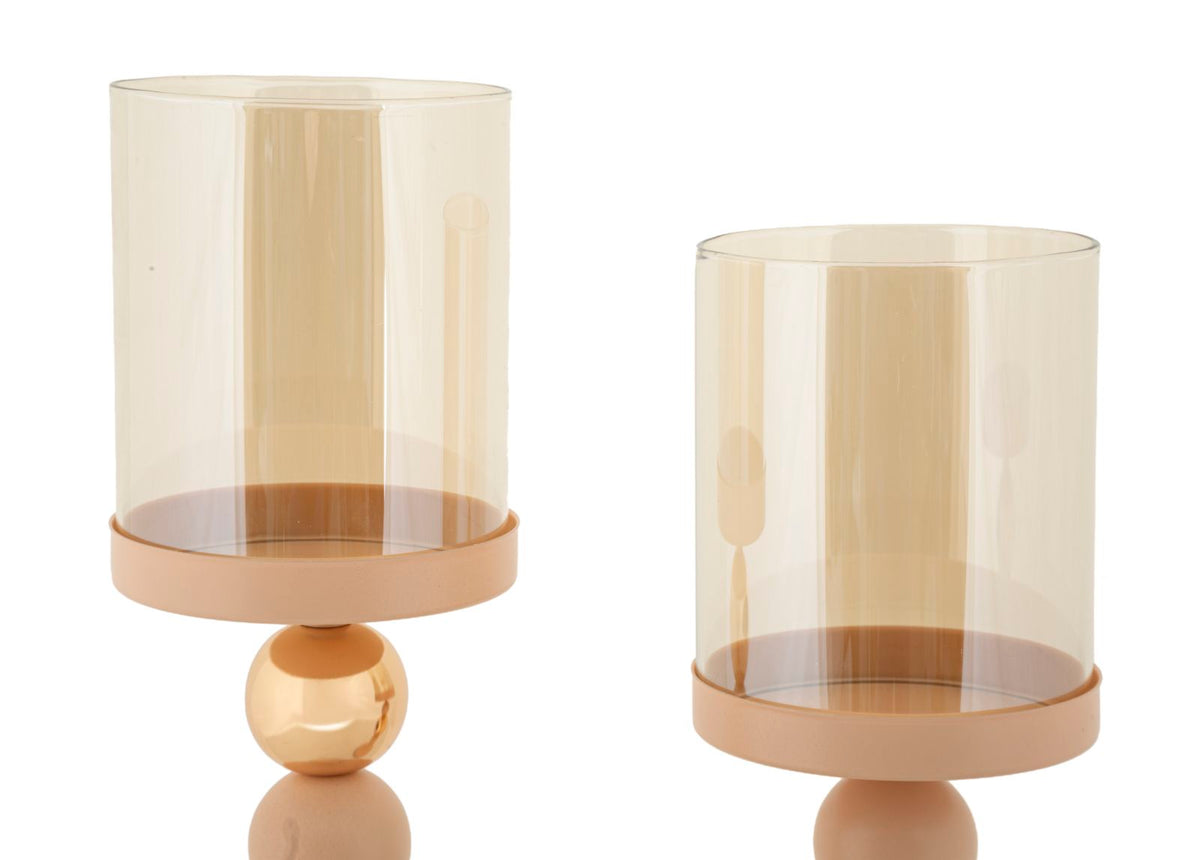 Kerzenständer Glassy Rosa Gold Glas 2er Set – Kerzenhalter Deko