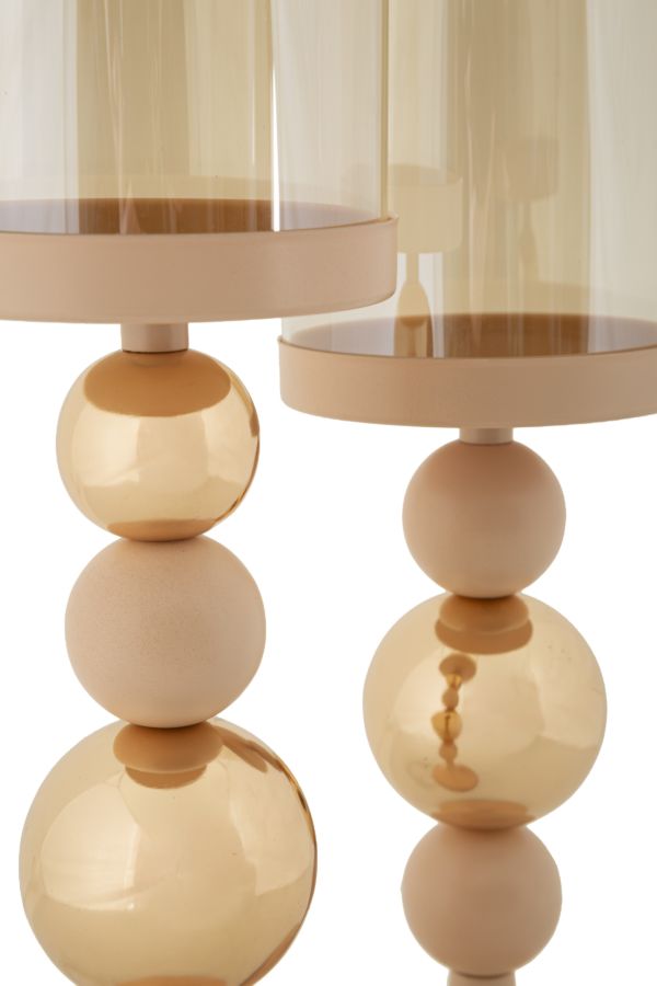 Kerzenständer Glassy Rosa Gold Glas 2er Set – Kerzenhalter Deko