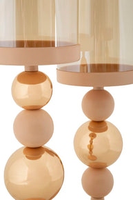 Kerzenständer Glassy Rosa Gold Glas 2er Set – Kerzenhalter Deko