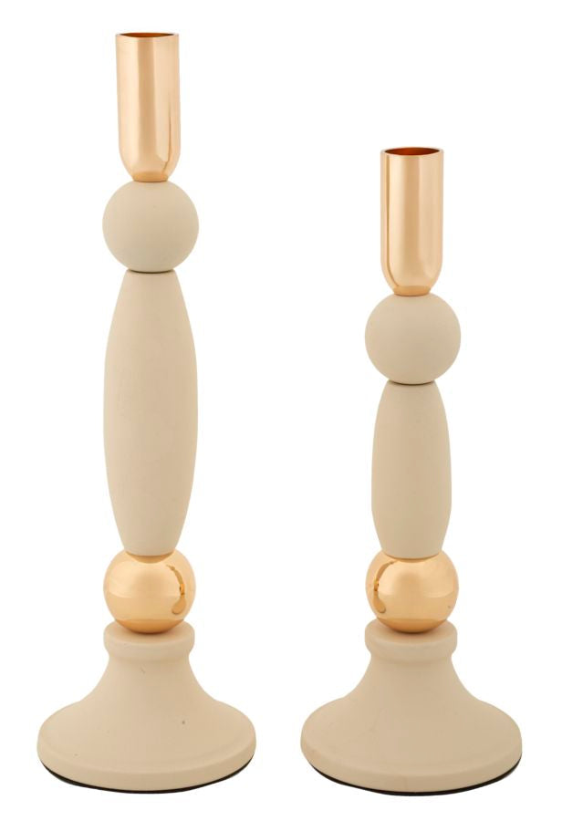 Kerzenständer Strek Creme Gold 2er Set – Kerzenhalter Deko