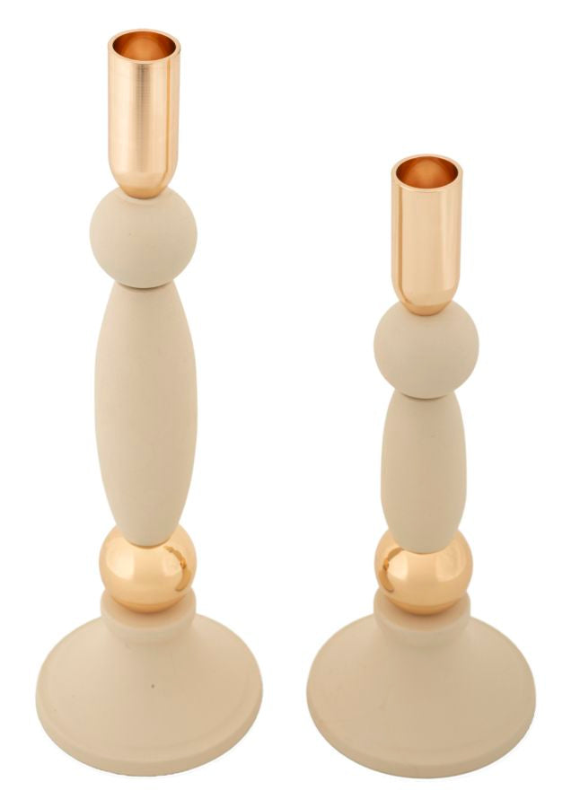 Kerzenständer Strek Creme Gold 2er Set – Kerzenhalter Deko