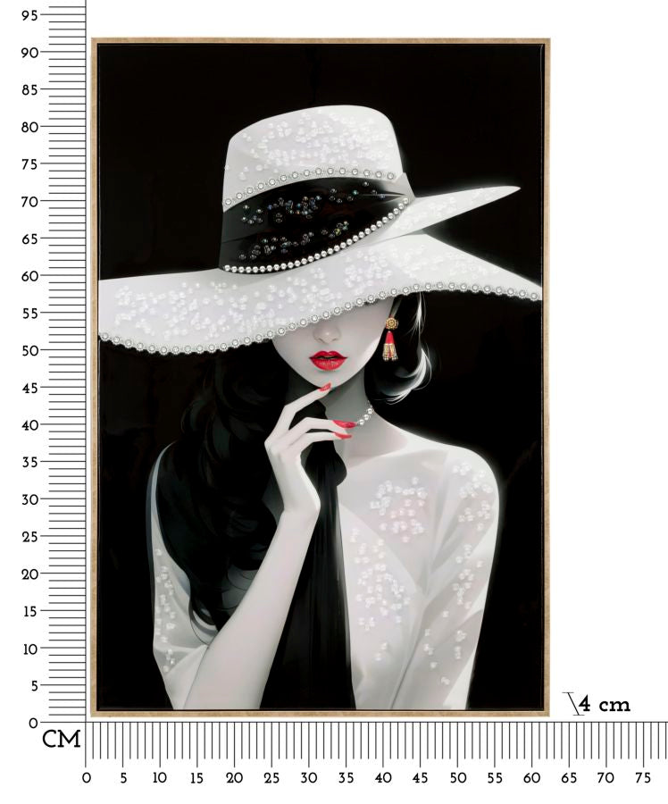 Wandbild Frau mit Hut 92 cm H – Leinwandbild Deko