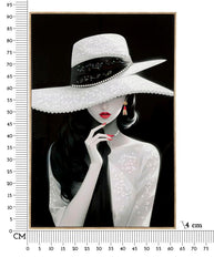 Wandbild Frau mit Hut 92 cm H – Leinwandbild Deko