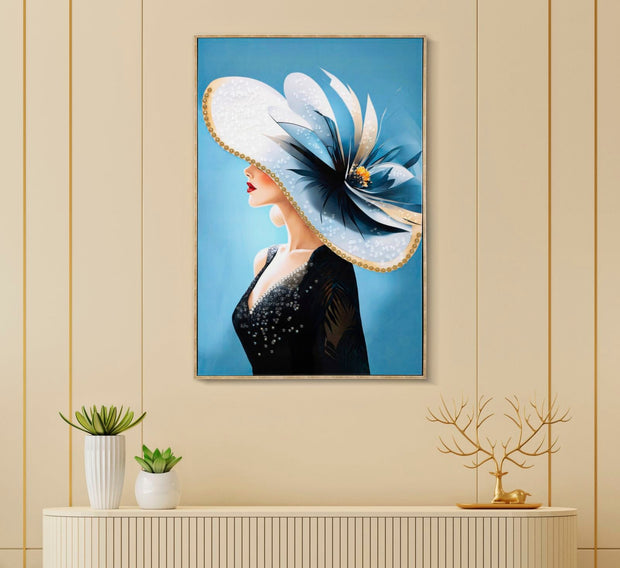 Wandbild Frau mit Hut 92 cm F – Leinwandbild Deko