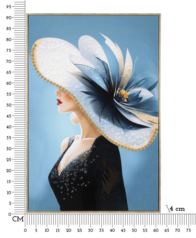 Wandbild Frau mit Hut 92 cm F – Leinwandbild Deko