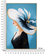 Wandbild Frau mit Hut 92 cm F – Leinwandbild Deko