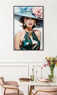 Wandbild Frau mit Hut 92 cm C – Leinwandbild Deko