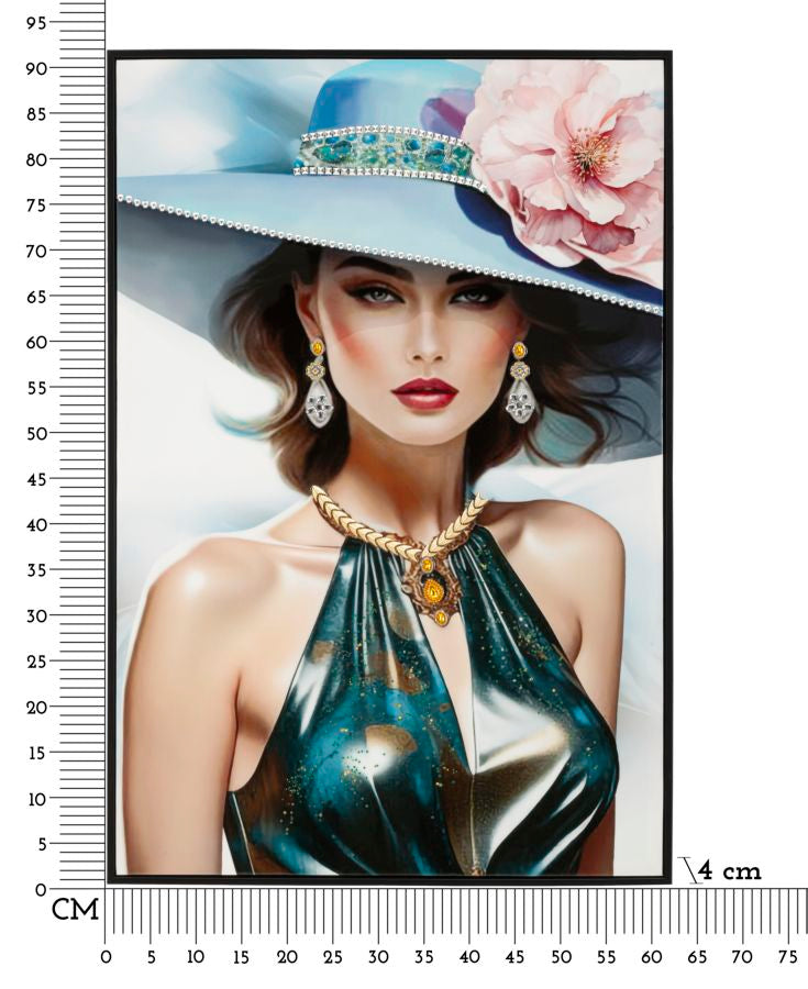 Wandbild Frau mit Hut 92 cm C – Leinwandbild Deko