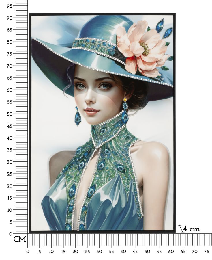 Wandbild Frau mit Hut 92 cm D – Leinwandbild Deko